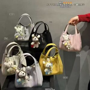 2026春新款时尚百搭单肩包大容量手提包荔枝纹软皮斜挎包菜篮子包